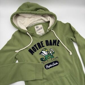 Campus Crew Notre Dame Fighting Irish Hoodie Womens Small Green Sweatshirt NCAA